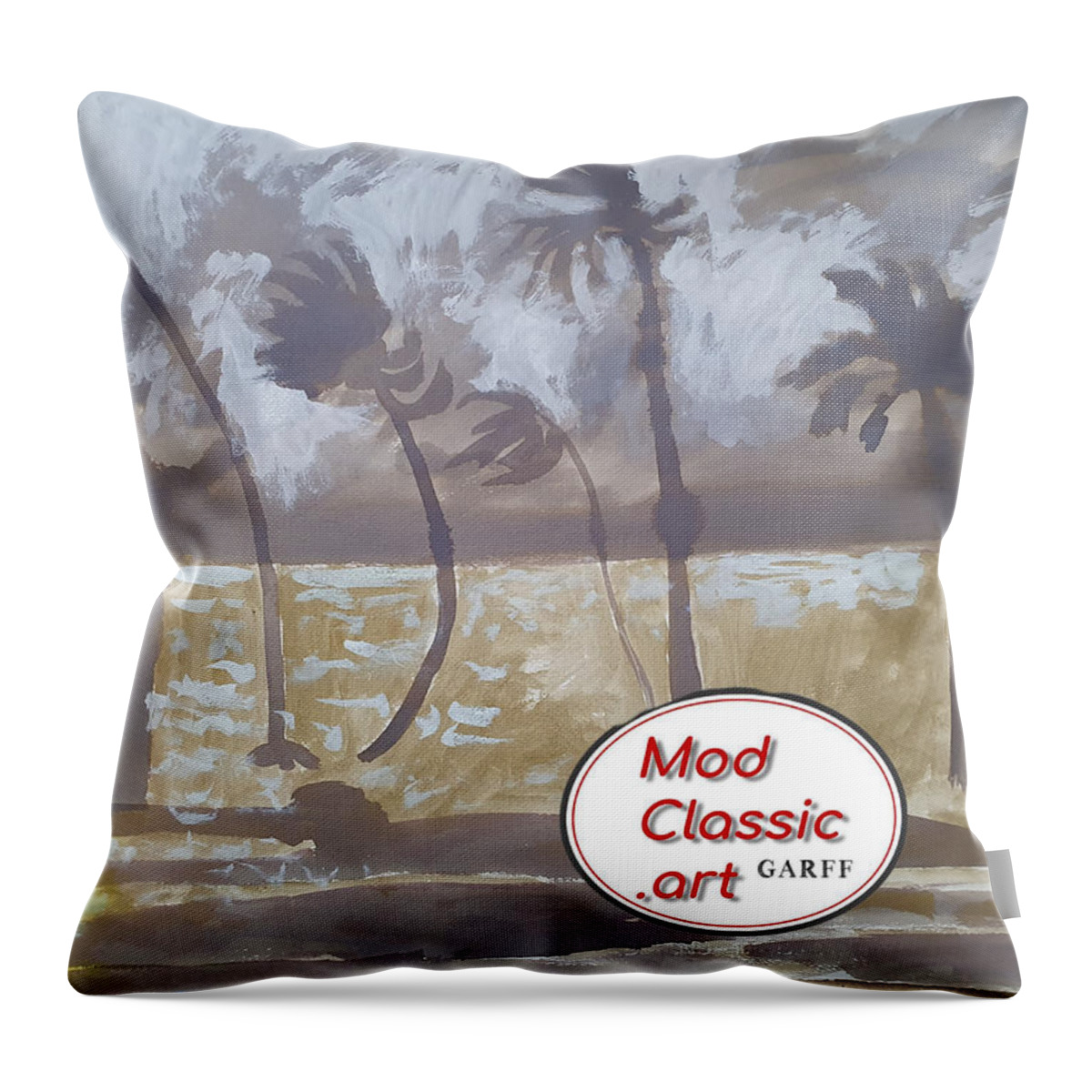 Ancient Egypt Throw Pillow featuring the painting Golden Storm ModClassic Art by Enrico Garff