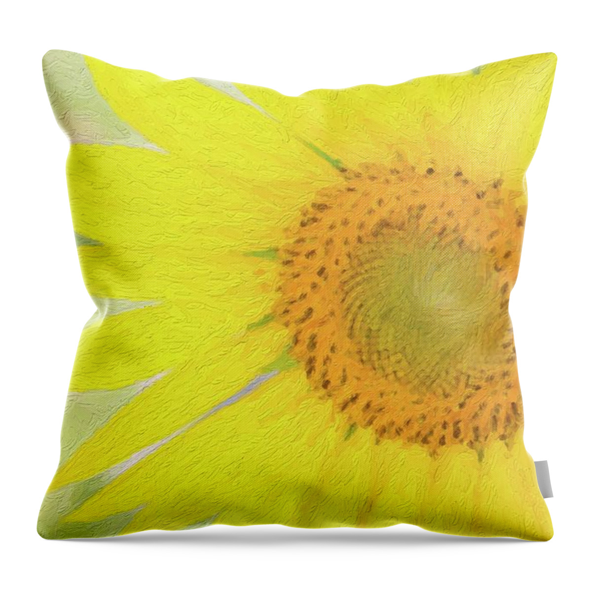 Sunflower Throw Pillow featuring the photograph Golden Sunflower Painting by Carolyn Ann Ryan