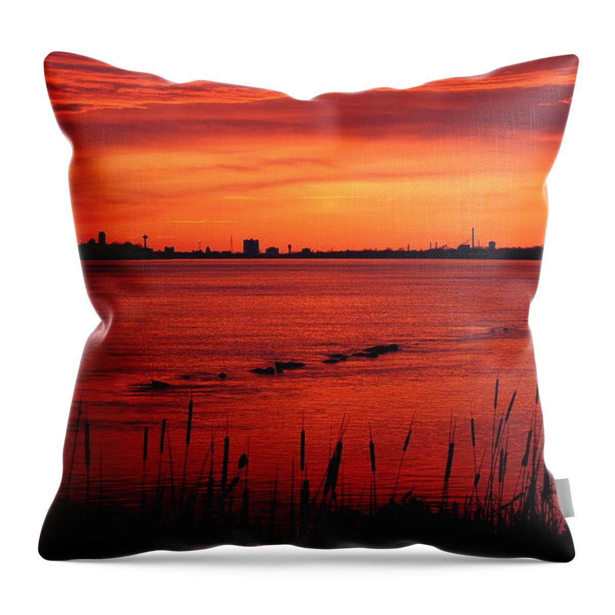 Skylon Tower Throw Pillow featuring the photograph Golden Upper Niagara Sunset by Tony Lee