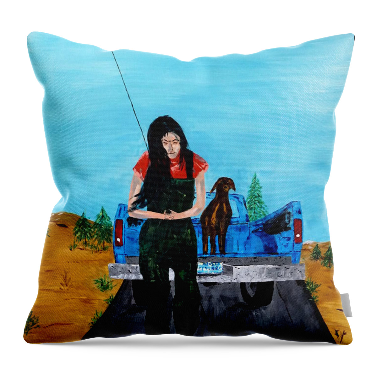 Gone Fishing Throw Pillow featuring the painting Gone Fishing by Brent Knippel