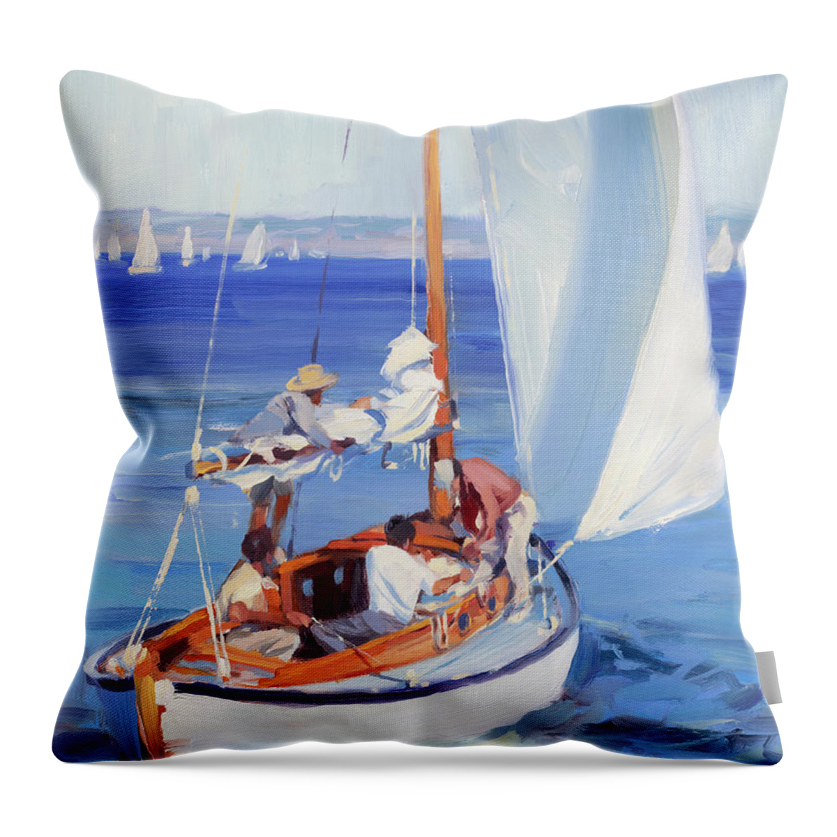Sailboat Throw Pillow featuring the painting Gone Sailing by Steve Henderson