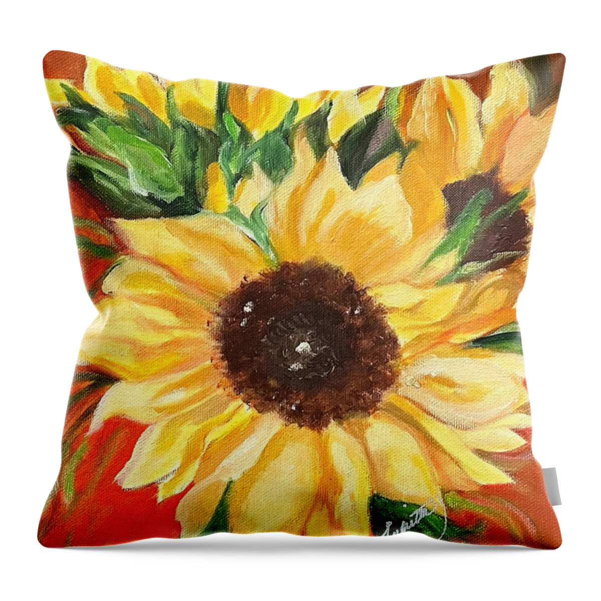 Sunny Throw Pillow featuring the painting Good Morning, Sunshine by Juliette Becker