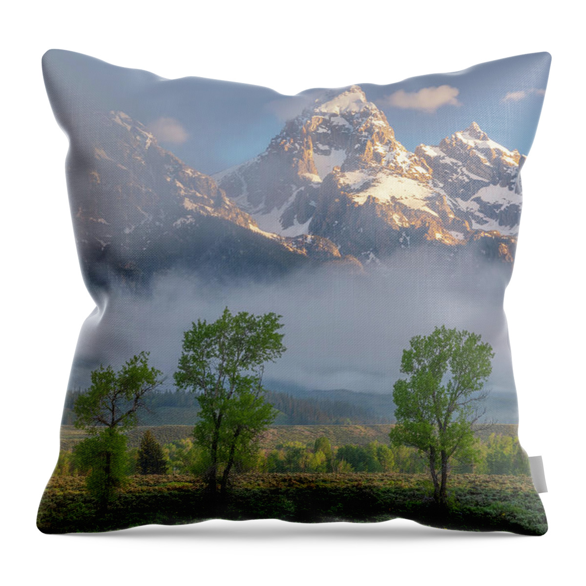 Tetons Throw Pillow featuring the photograph Good Morning Tetons by Darren White