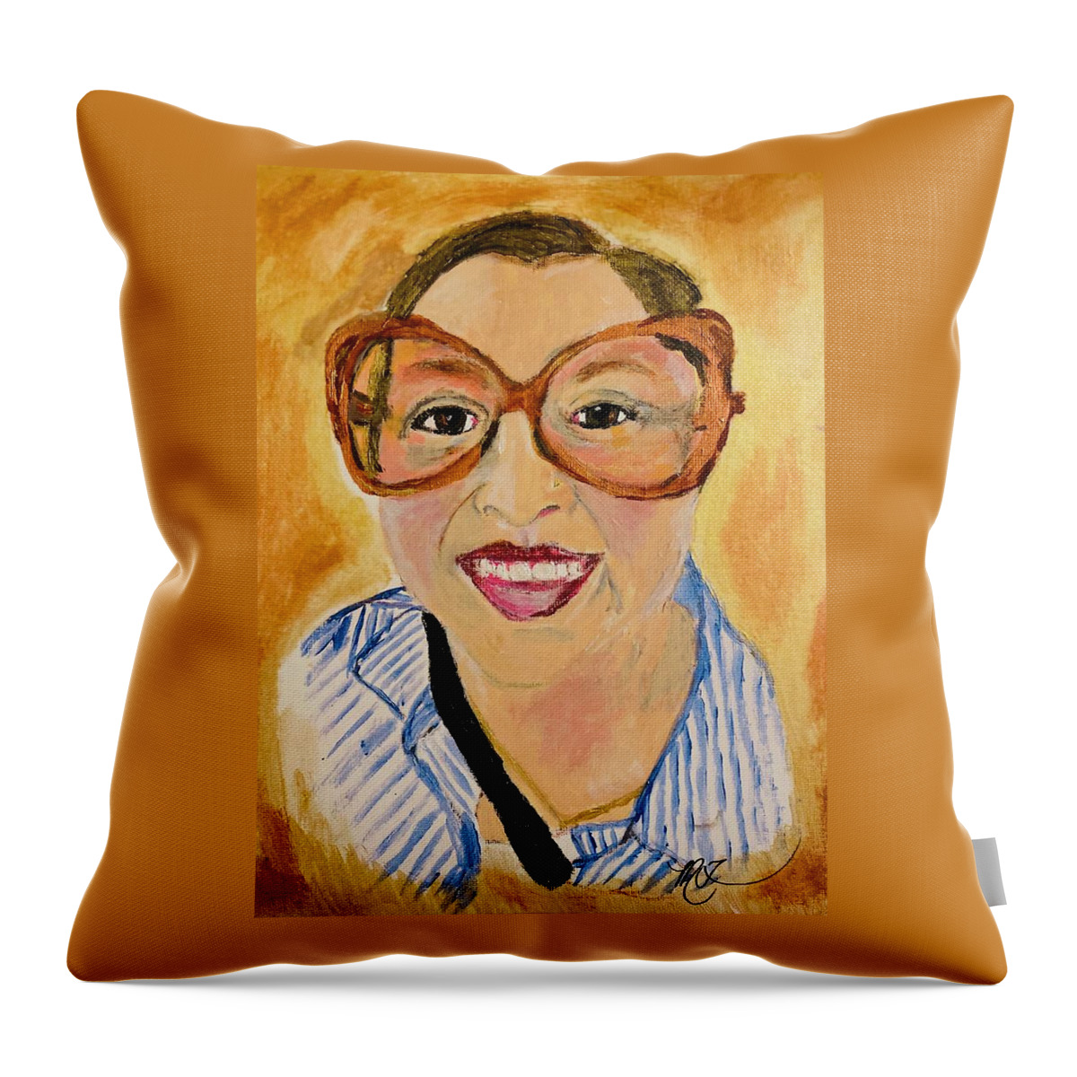 Latina Throw Pillow featuring the painting Goofy Glasses by Melody Fowler