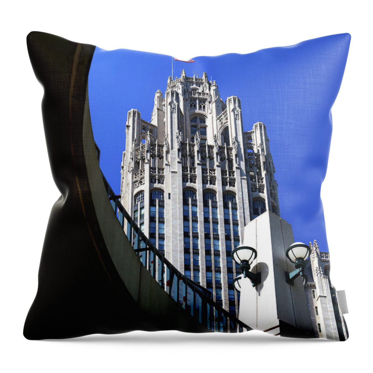 Architecture Throw Pillow featuring the photograph Gothic Tribune Tower Curve by Patrick Malon
