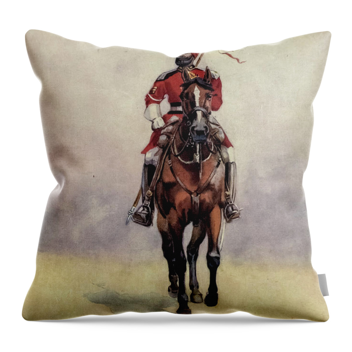 Armies Of India Throw Pillow featuring the painting Governor's Bodyguard, Bombay Musalman Rajput q5 by Historic Illustrations