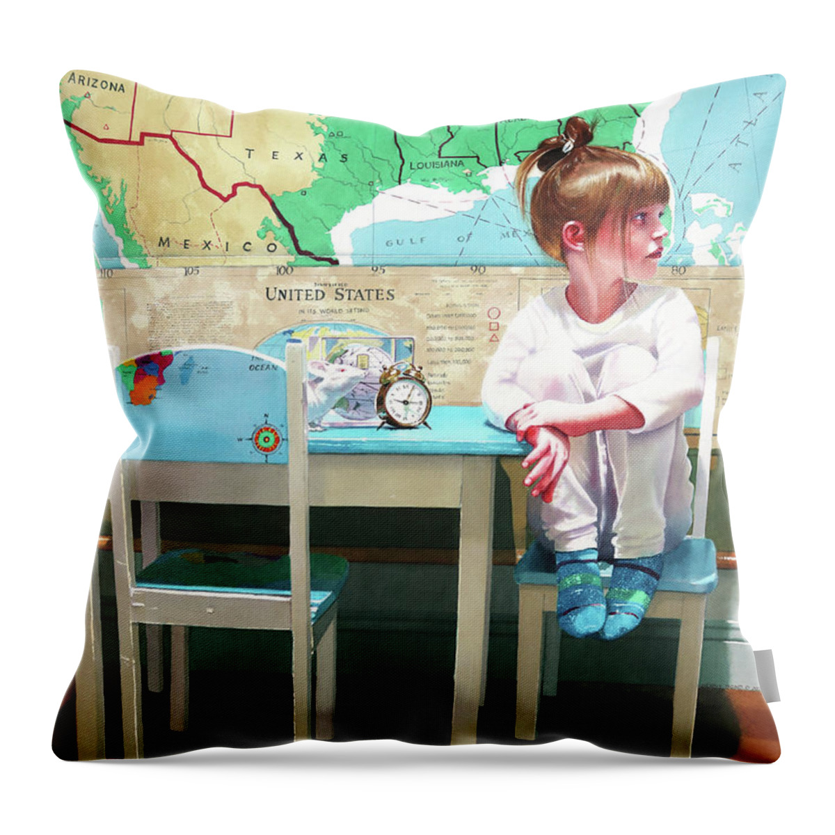 Maps Throw Pillow featuring the painting GPS by Denny Bond