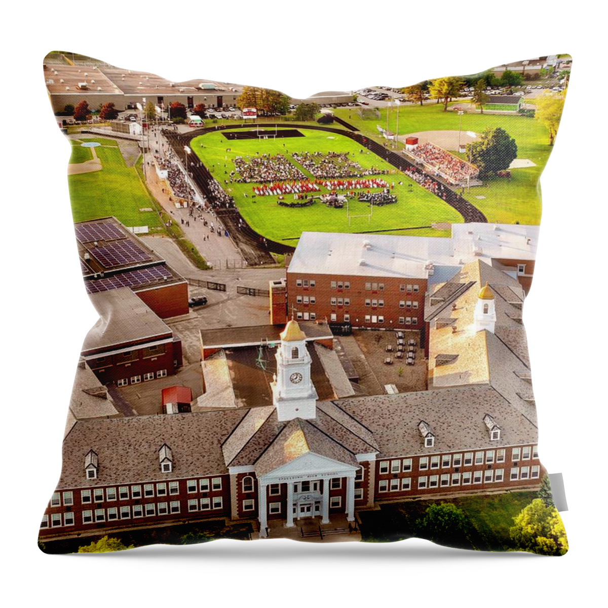  Throw Pillow featuring the photograph Graduation at Spaulding High School by John Gisis