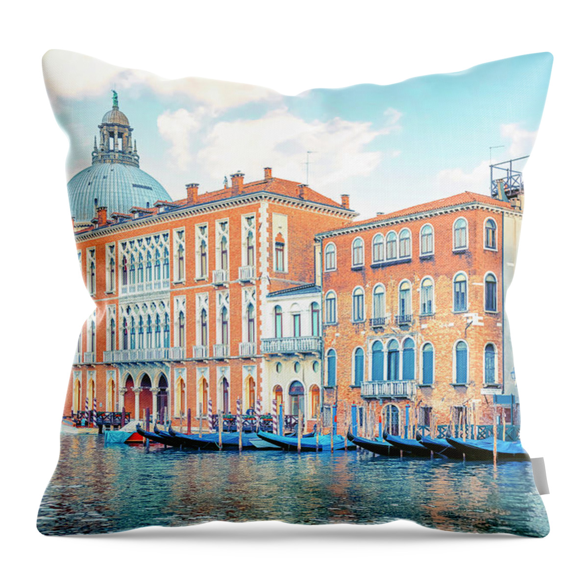 Architecture Throw Pillow featuring the photograph Grand Canal In Venice by Manjik Pictures