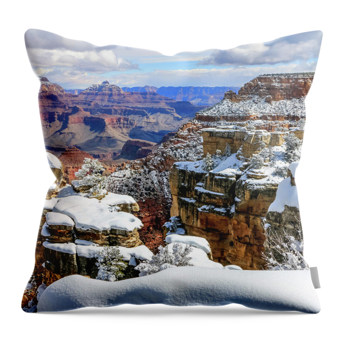 Arizona Throw Pillow featuring the photograph Grand Canyon Snow 1 by Dawn Richards