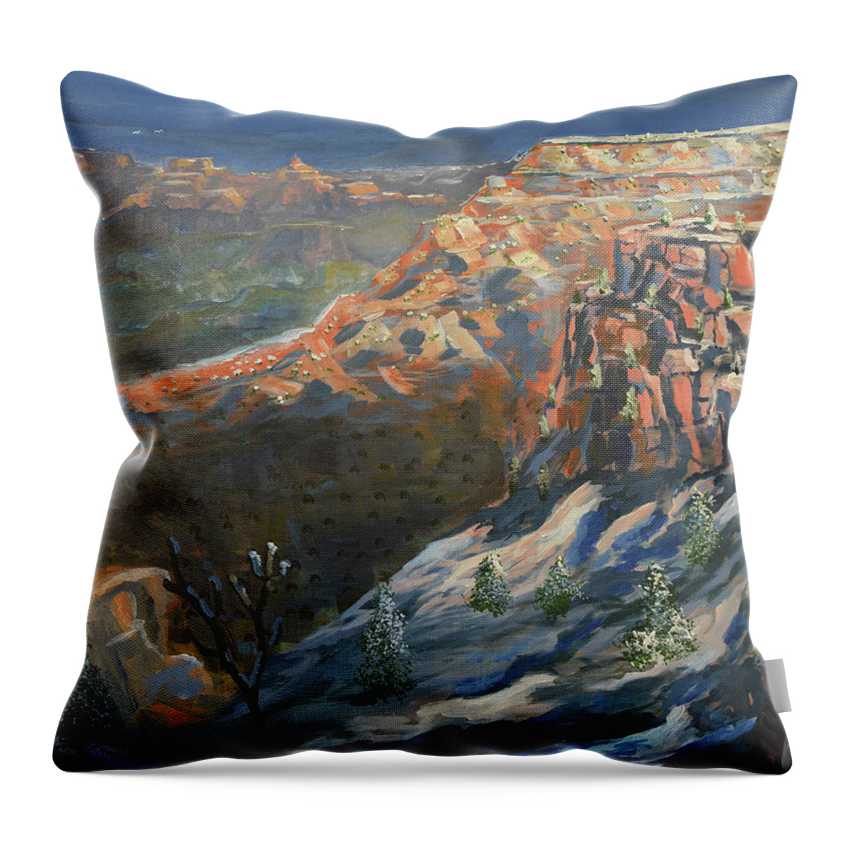 Grand Canyon Throw Pillow featuring the painting Grand Canyon Winter by Chance Kafka
