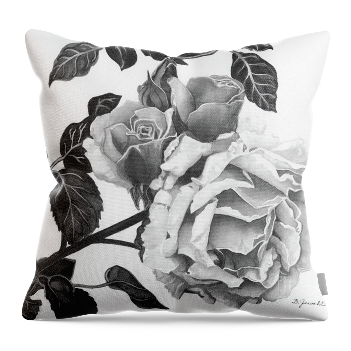  Roses Throw Pillow featuring the painting Grand Opening by Barbara Jewell