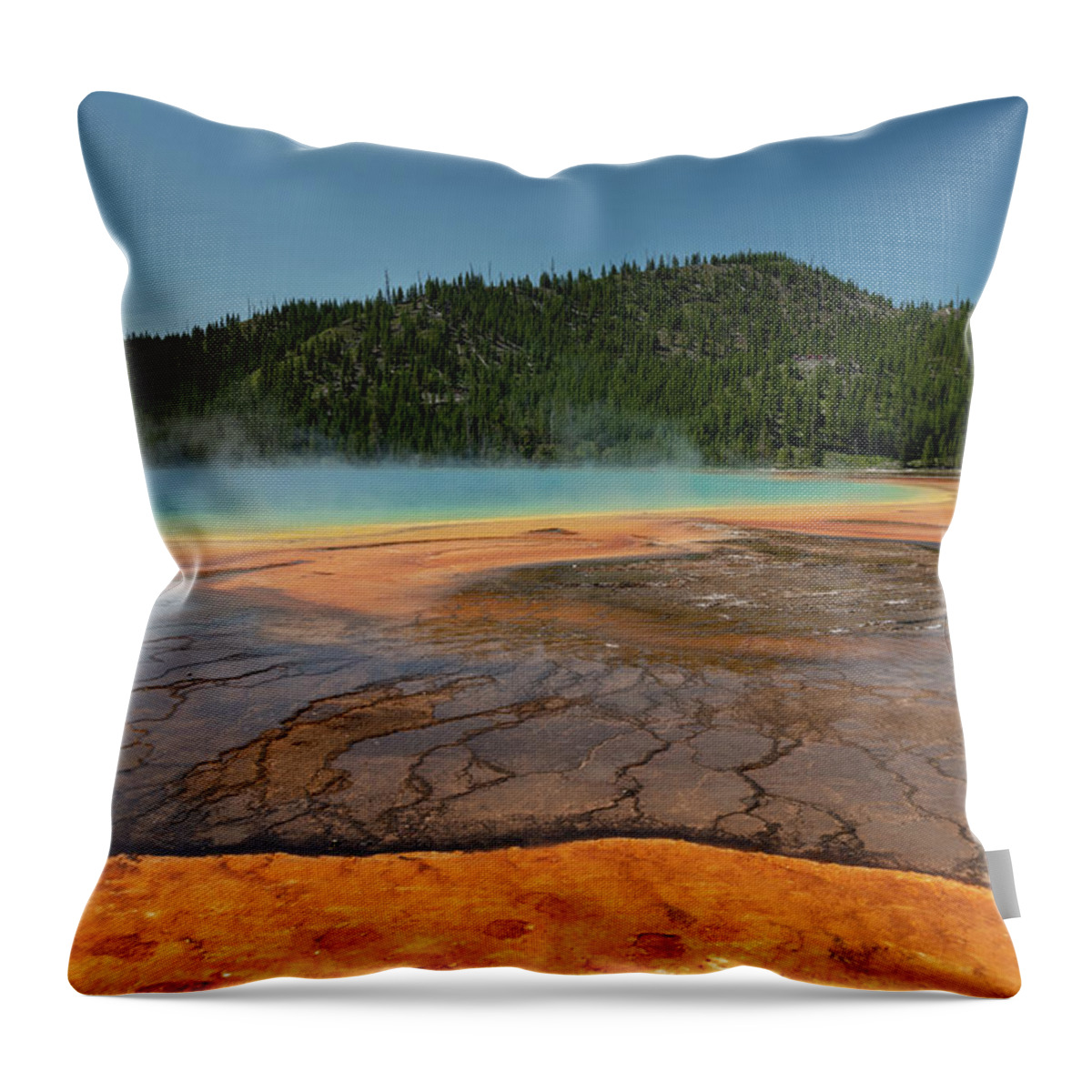 Yellowstone Throw Pillow featuring the photograph Grand Prismatic by Tara Krauss