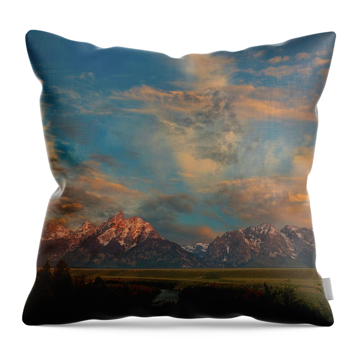 Tetons Throw Pillow featuring the photograph Grand Teton Cloudscape by Jon Glaser