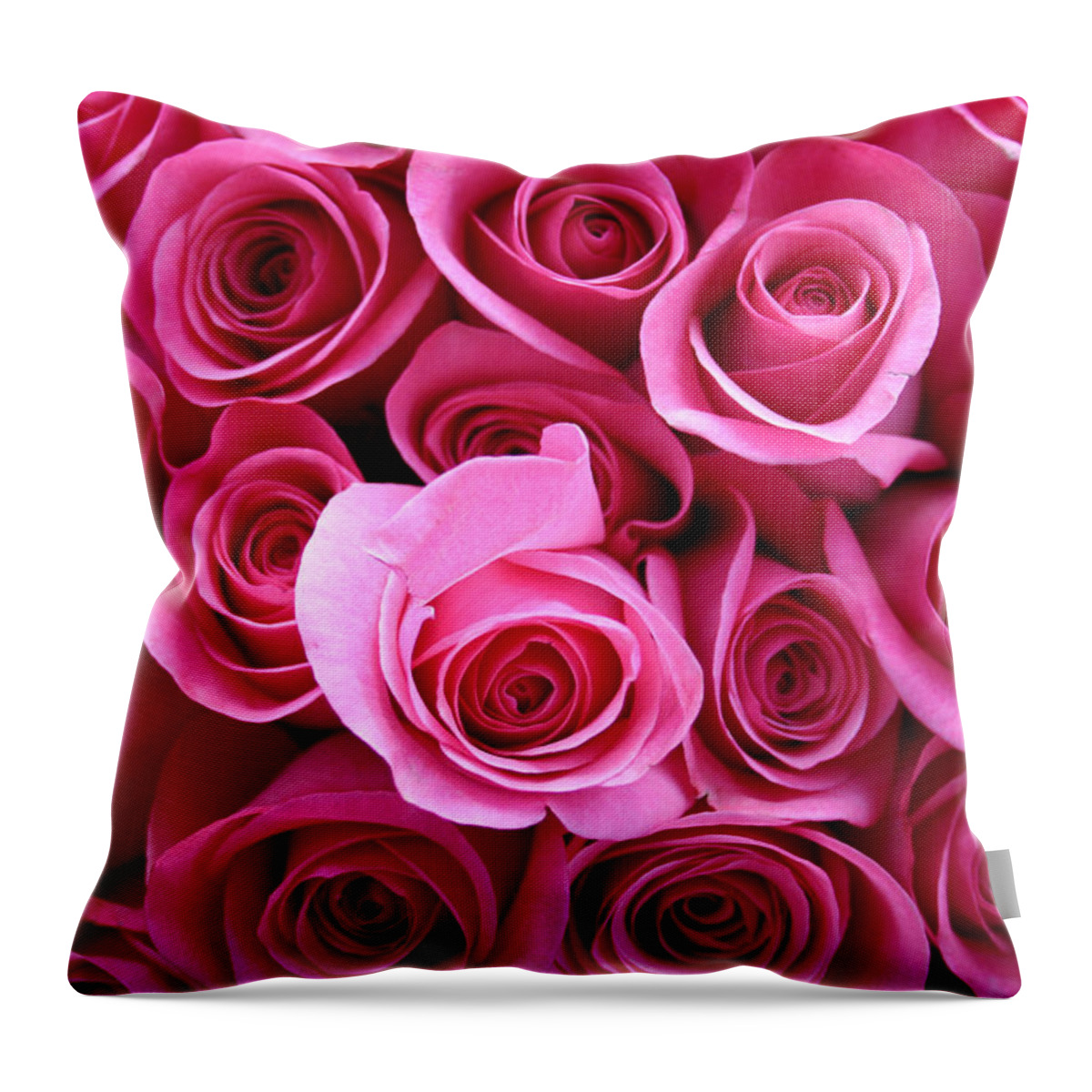 Pink Roses Throw Pillow featuring the photograph Grandma Roses by Linda Sannuti
