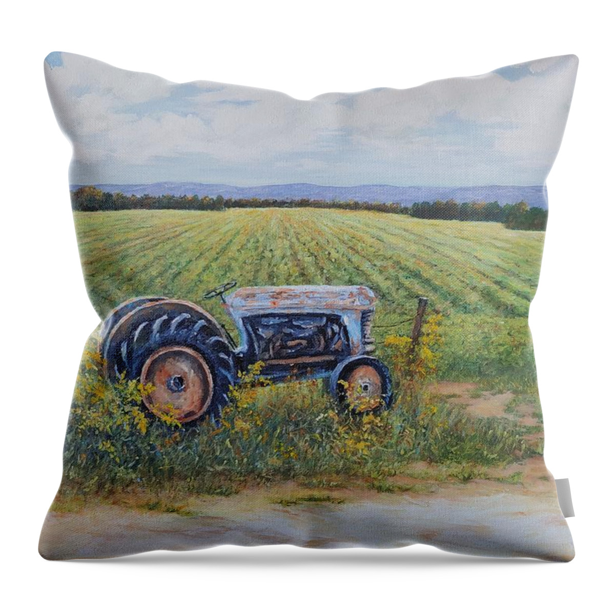 Home Throw Pillow featuring the painting Grandpa's Tractor by ML McCormick