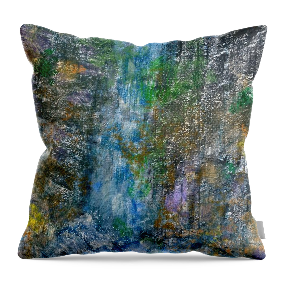 Granite Waterfall Throw Pillow featuring the digital art Granite Falls by Sherry Killam