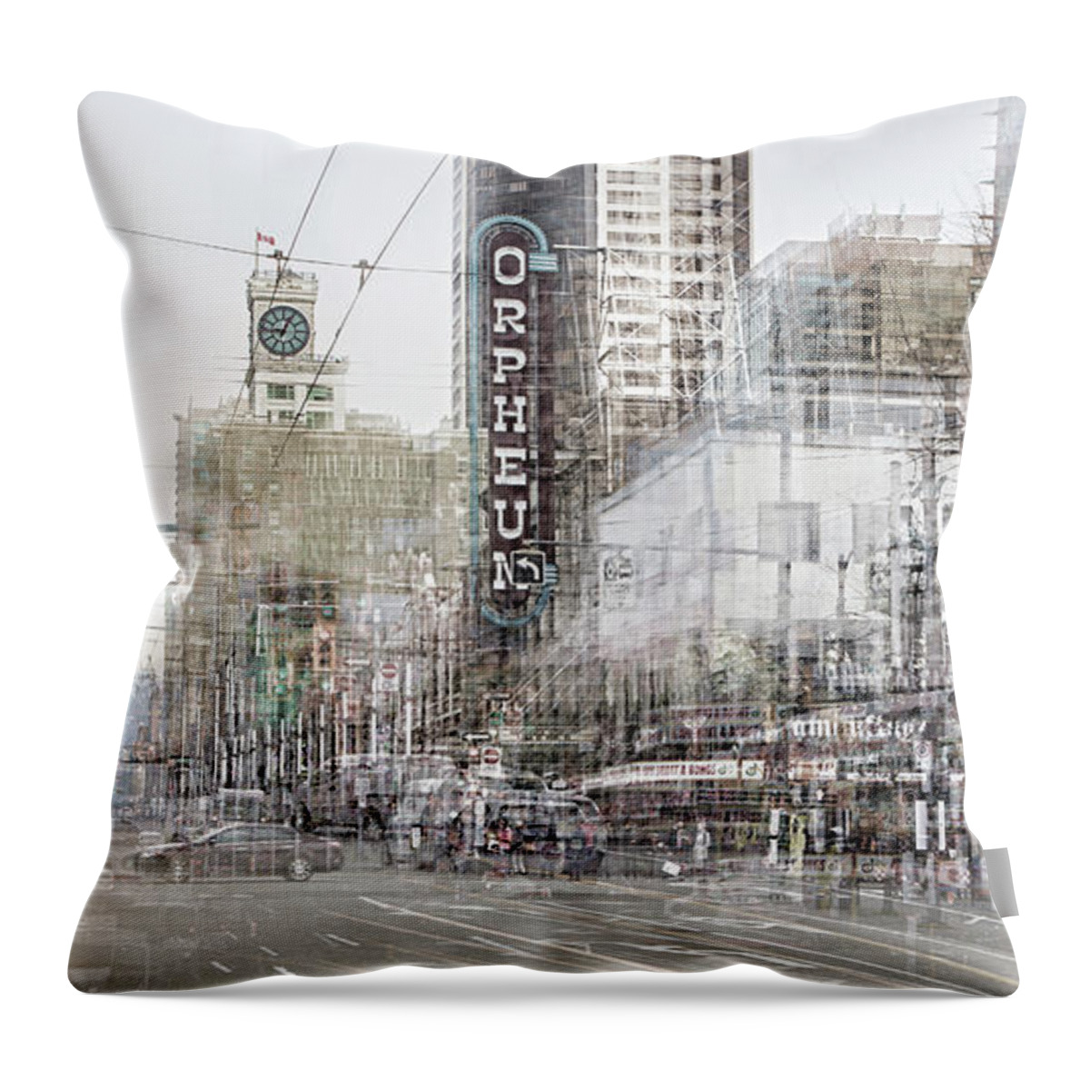 Granville Street Throw Pillow featuring the digital art Granville Street by Phil Dyer
