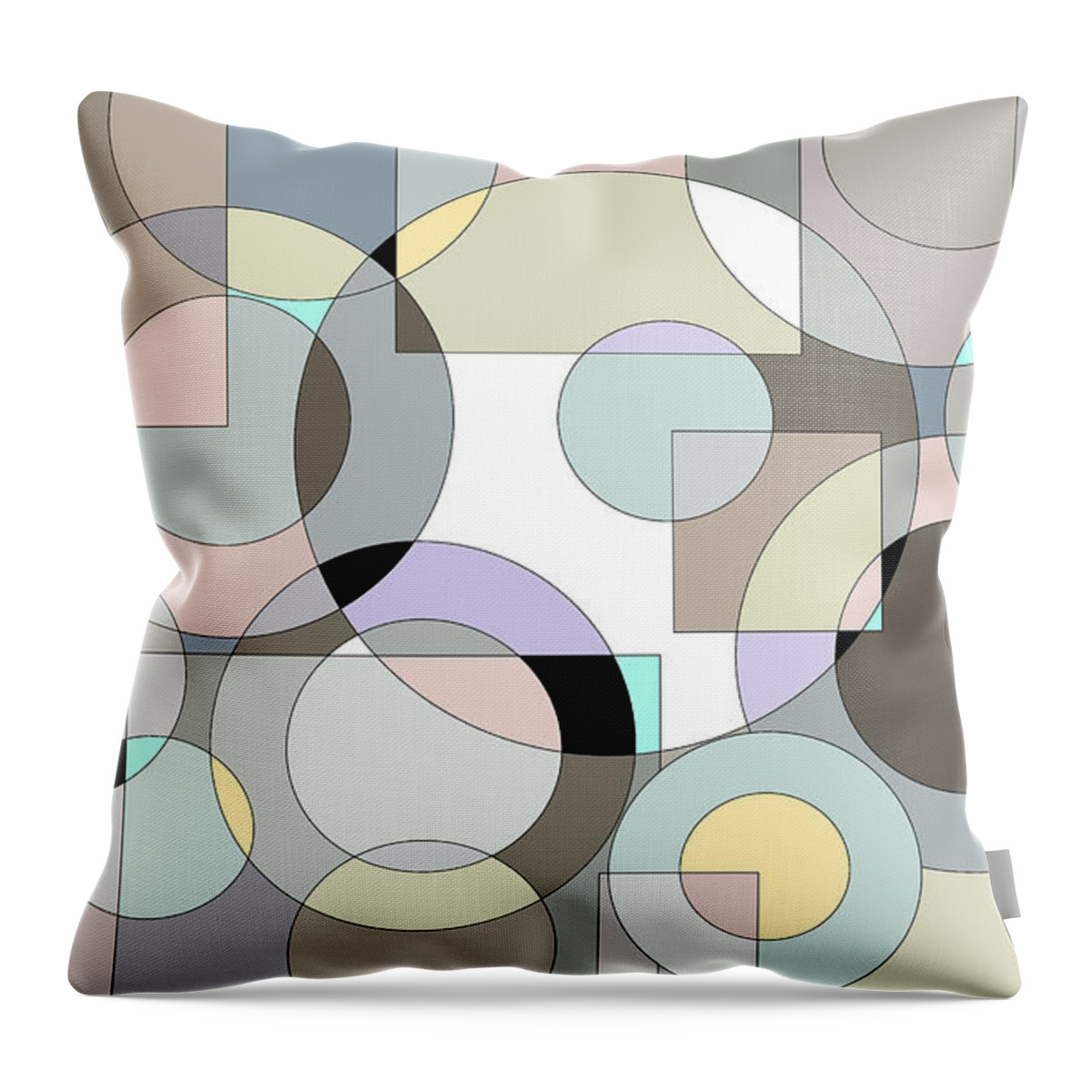 Graphic Grayed Pastels Throw Pillow featuring the digital art Graphic Grayed Pastels by Val Arie