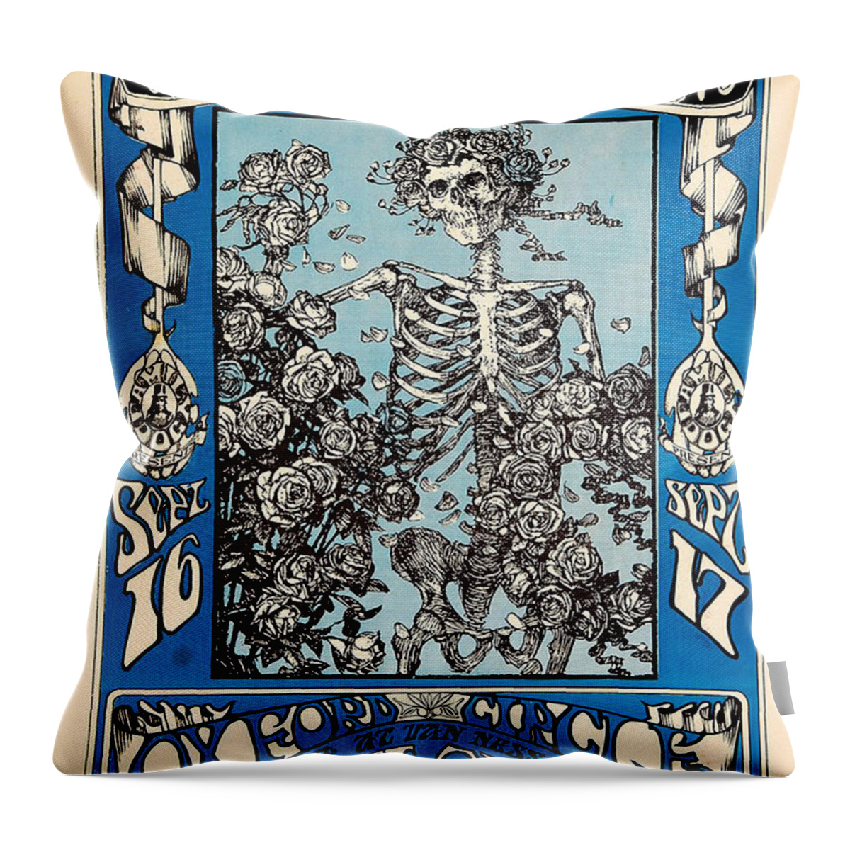 Dead Throw Pillow featuring the digital art Grateful Dead by Daniel Moore