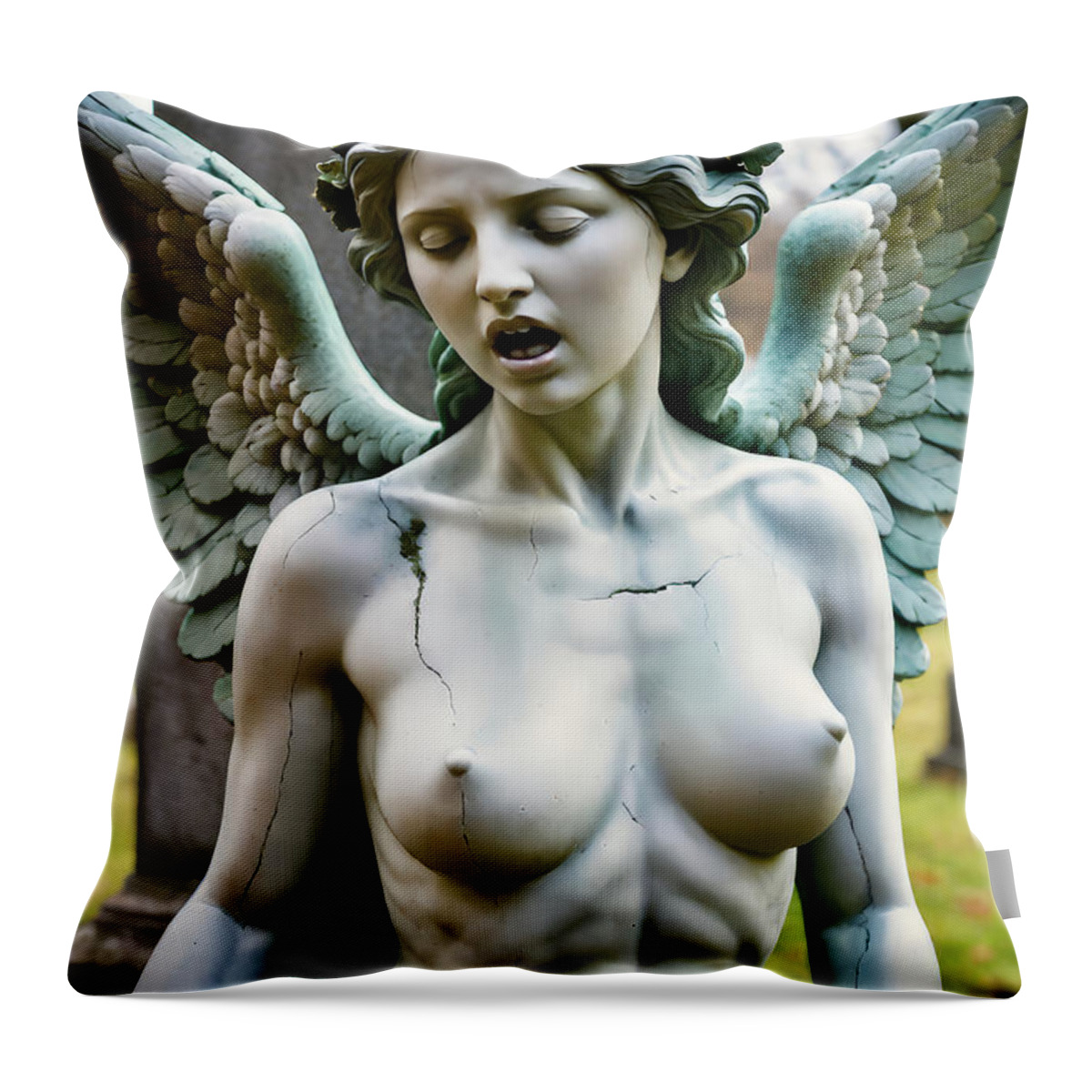 Statue Throw Pillow featuring the photograph Graveyard Beauties No.3 by My Head Cinema