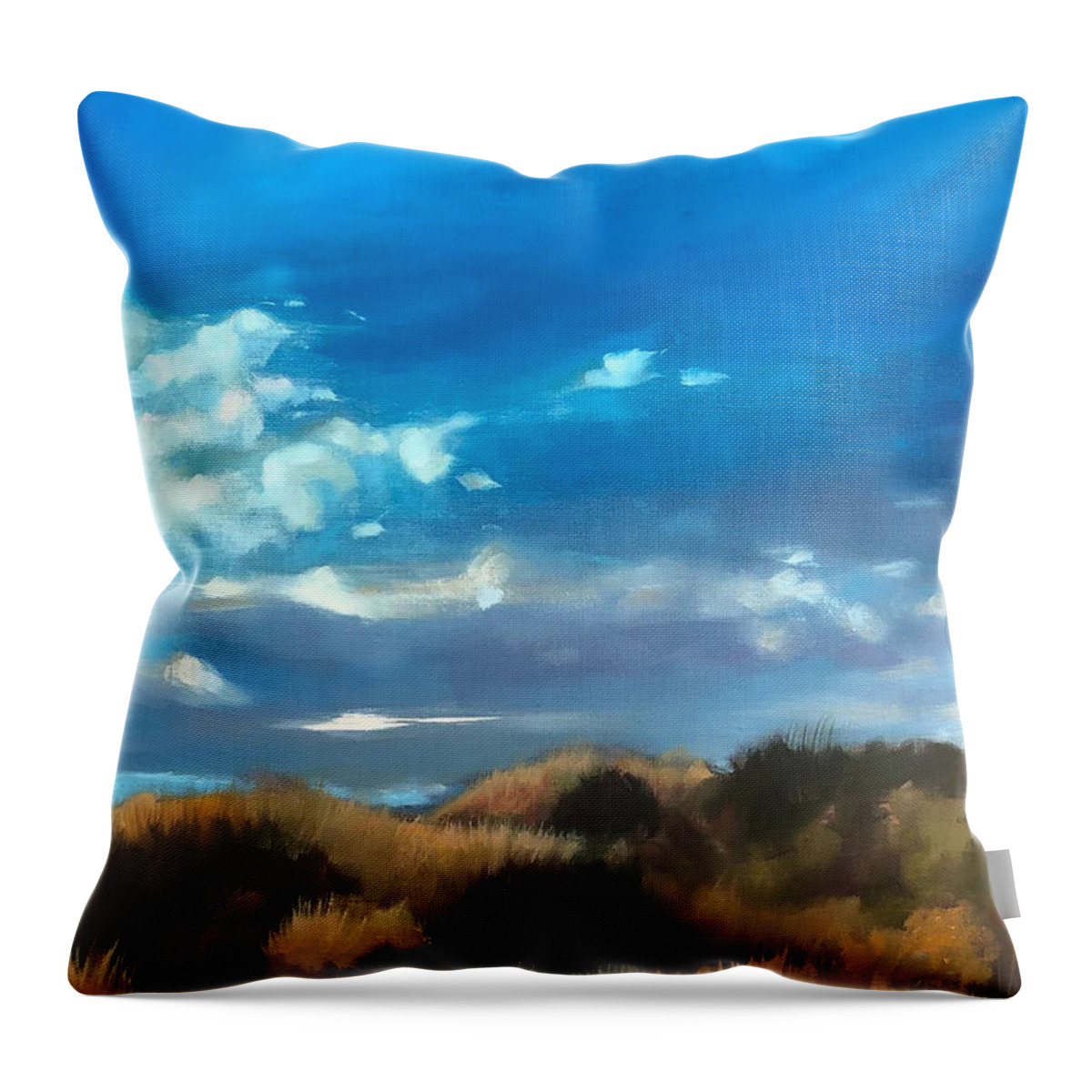Dune Throw Pillow featuring the painting Gray Sullen Shore by Rebecca Jacob