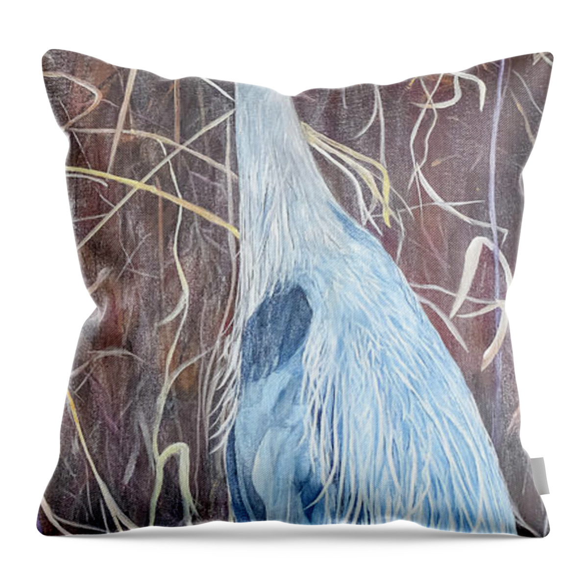 Blue Heron Throw Pillow featuring the painting Great Blue Heron by Marilyn McNish