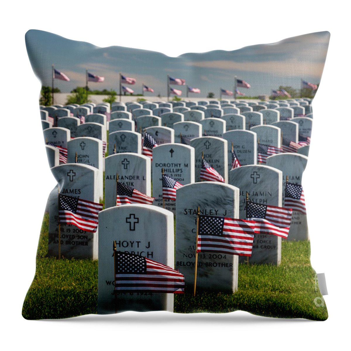 Memorial Day Throw Pillow featuring the photograph Great Lakes National Cemetery by Jim West