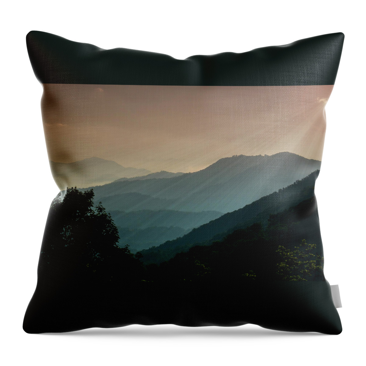 Blue Throw Pillow featuring the photograph Great Smoky Mountains Blue Ridge Parkway by Patti Deters