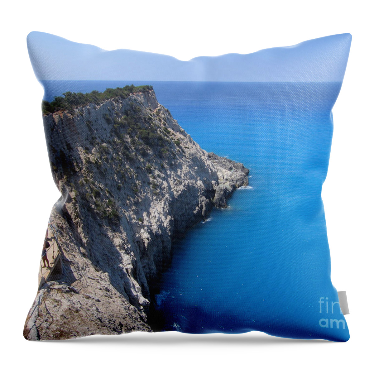 Lefkada Throw Pillow featuring the photograph Greek Galazio Blue by Clay Cofer