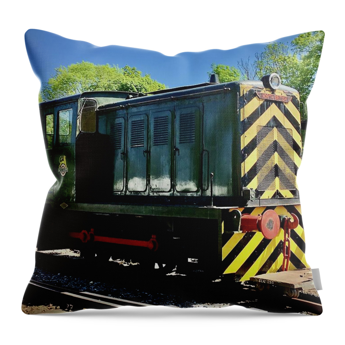 0-4-0 Throw Pillow featuring the photograph 0-4-0 North British Locomotive works D2700 MOD Shunter by Gordon James