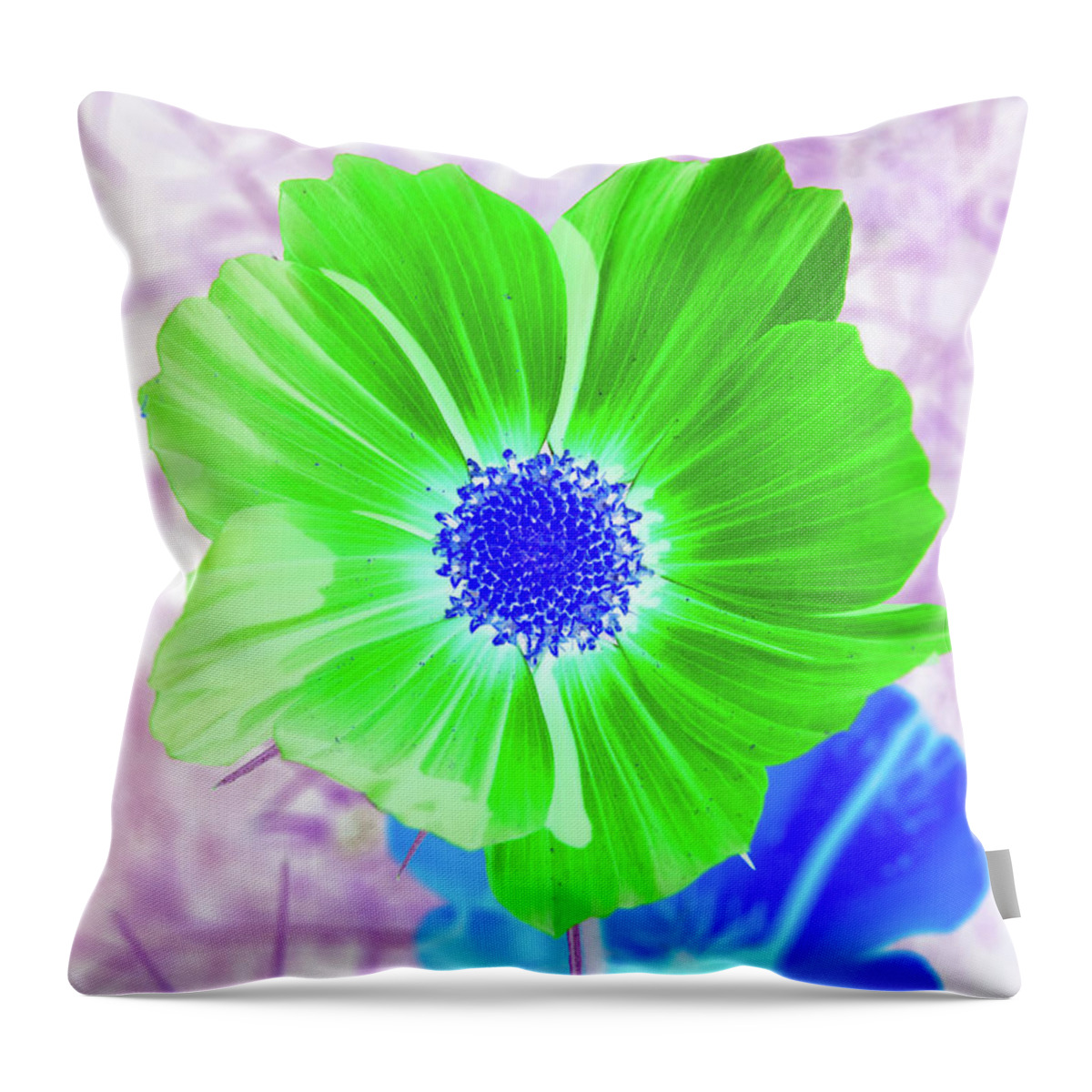 Lavender Throw Pillow featuring the digital art Green Flower On Purple by David Desautel