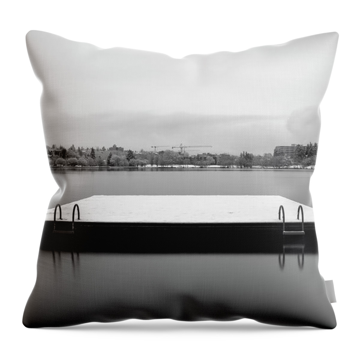 Seattle Throw Pillow featuring the photograph Green lake Diving Platform by William Dunigan