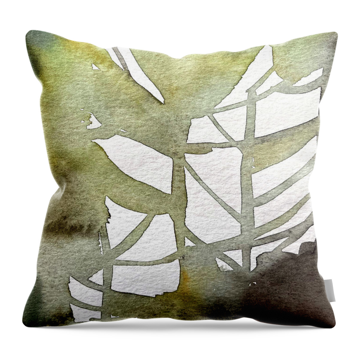 Abstract Throw Pillow featuring the painting Green Trees by Luisa Millicent