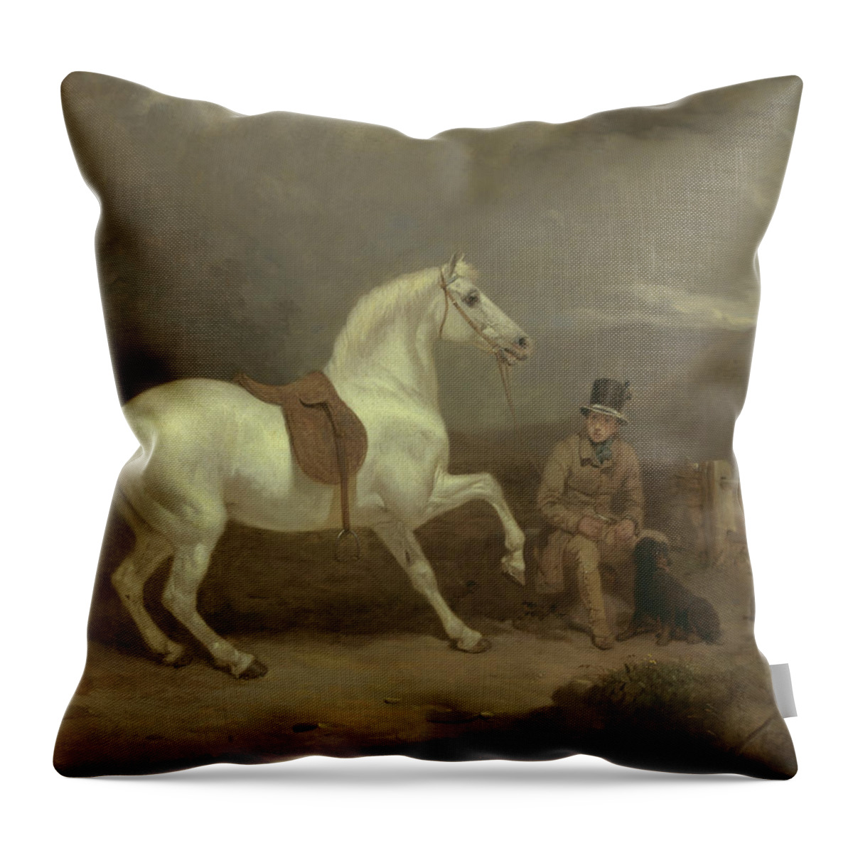 19th Century Painters Throw Pillow featuring the painting Grey Shooting Pony by Thomas Woodward