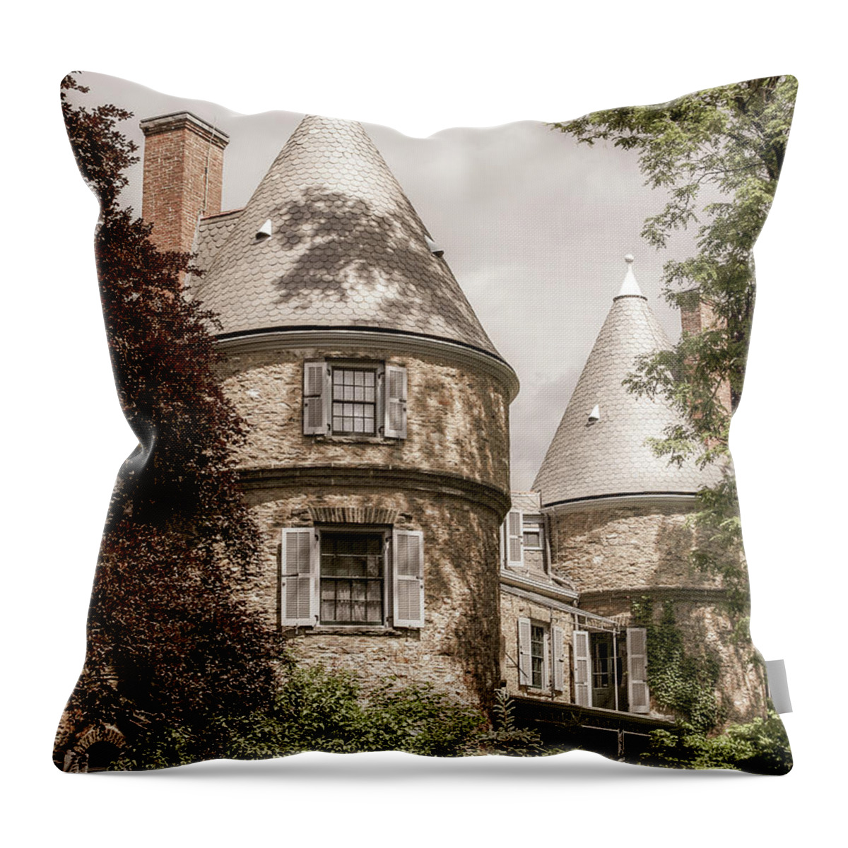 Historic Places Throw Pillow featuring the photograph Grey Towers National Historic Site Milford PA by Amelia Pearn