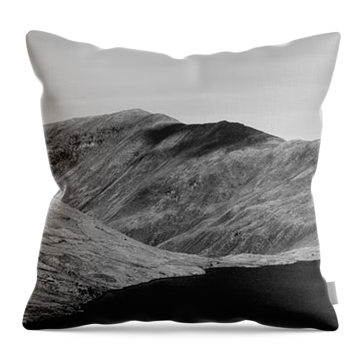 Panorama Throw Pillow featuring the photograph Grisedale Tarn Black and White Lake District by Sonny Ryse