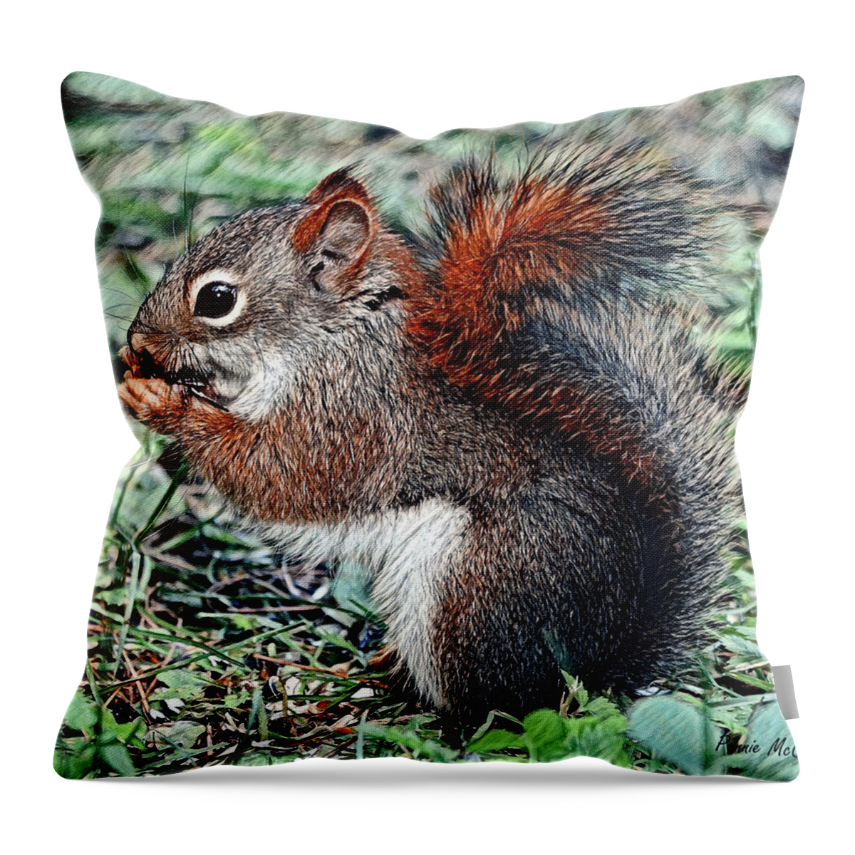 Squirrel Throw Pillow featuring the digital art Ground Squirrel by Pennie McCracken