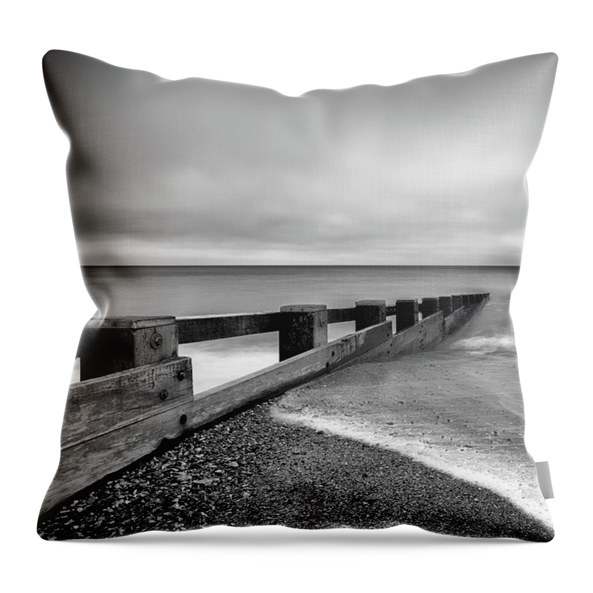 Dorset Throw Pillow featuring the photograph Groyne on Swanage Beach, Dorset, England, UK by Sarah Howard