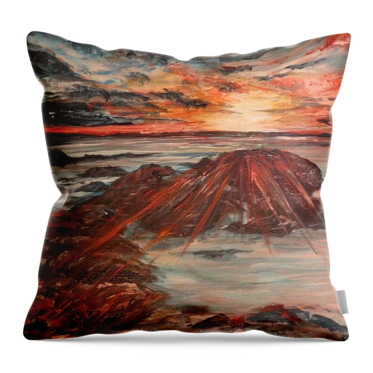 Guam Sunrise Throw Pillow featuring the painting Guam Sunrise by Michelle Pier