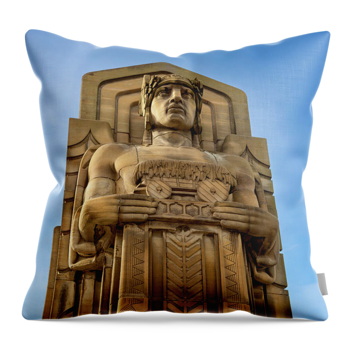 Guardians Of Traffic Hay Wagon Throw Pillow featuring the photograph Guardians Of Traffic Hay Wagon by Dale Kincaid