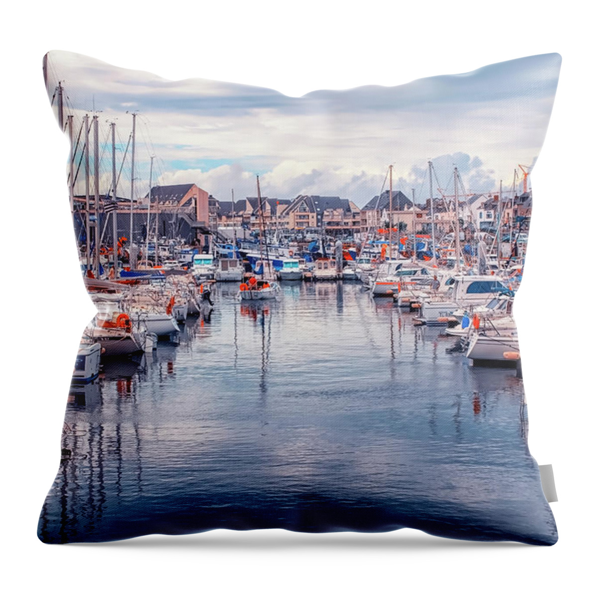 Aligned Throw Pillow featuring the photograph Guerande Harbor by Manjik Pictures