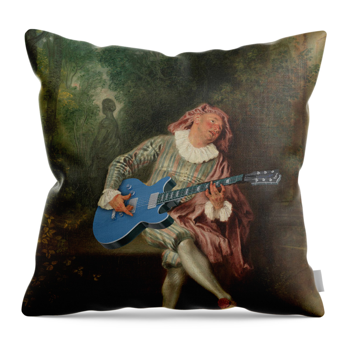 17th Century Throw Pillow featuring the painting Guitar Classic Painting by Tony Rubino