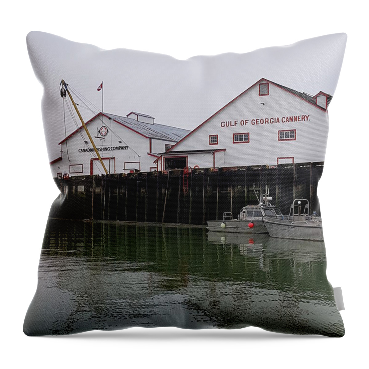 Cannery Throw Pillow featuring the photograph Gulf of Georgia Cannery by James Cousineau