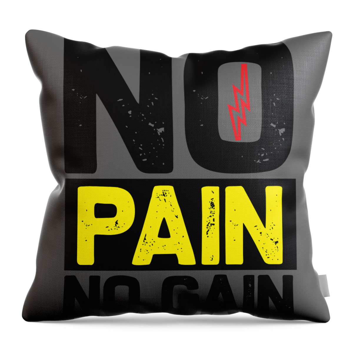 Gym Throw Pillow featuring the digital art Gym Lover Gift No Pain No Gain Workout by Jeff Creation