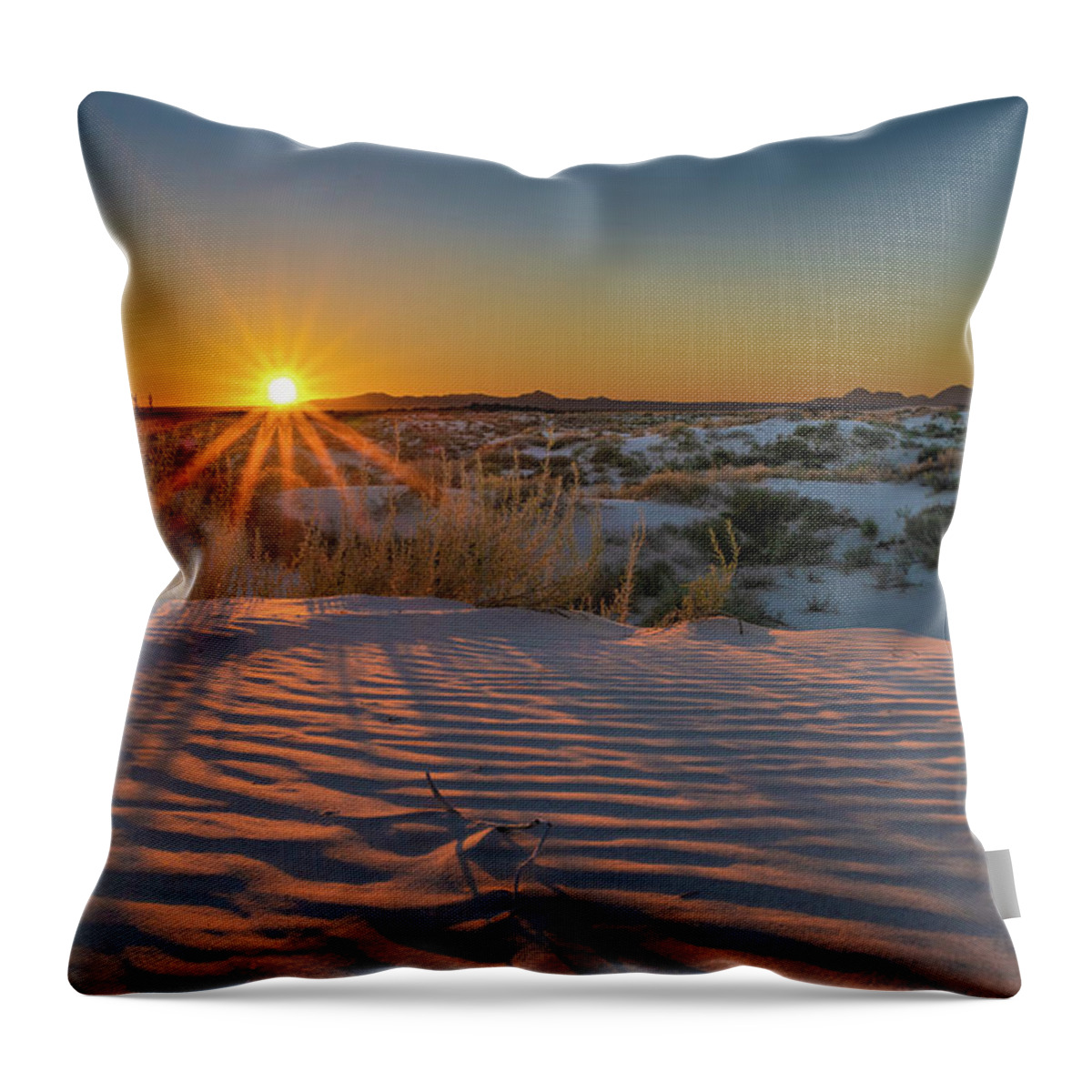 West Texas Throw Pillow featuring the photograph Gypsum Salt Dune Sunset by Erin K Images