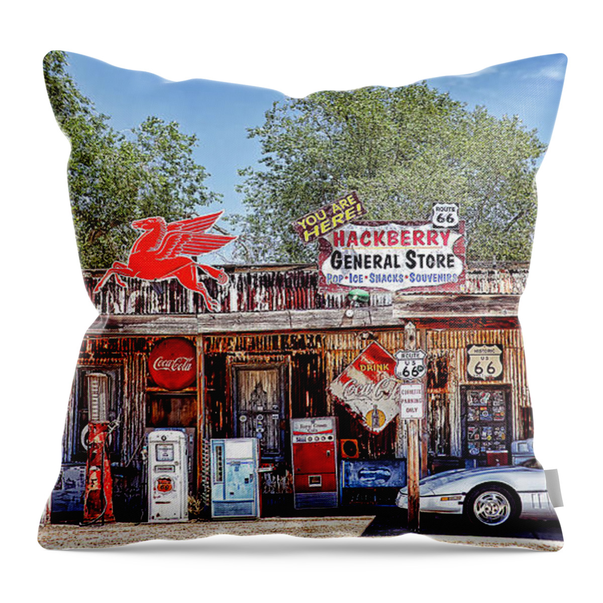 Hackberry Throw Pillow featuring the photograph Hackberry General Store on Route 66, Arizona by Tatiana Travelways