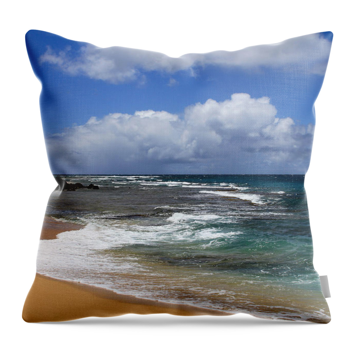 Haena Throw Pillow featuring the photograph Haena Beach 2 by Bonnie Follett