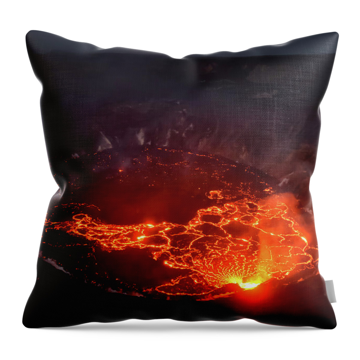 Nature Throw Pillow featuring the photograph Halema uma u lava lake at dusk by B Carr