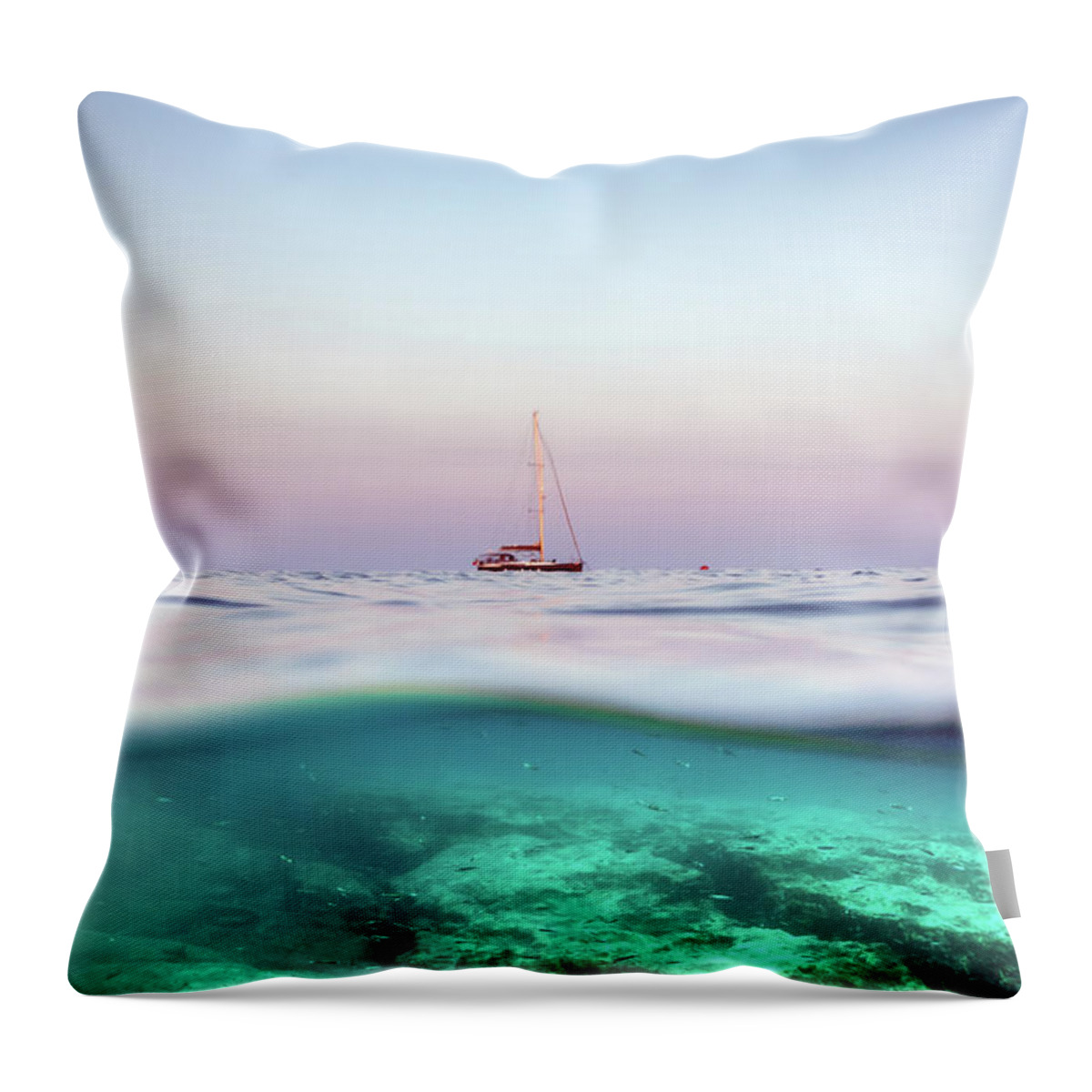 Ocean Throw Pillow featuring the photograph Half And Half by Stelios Kleanthous
